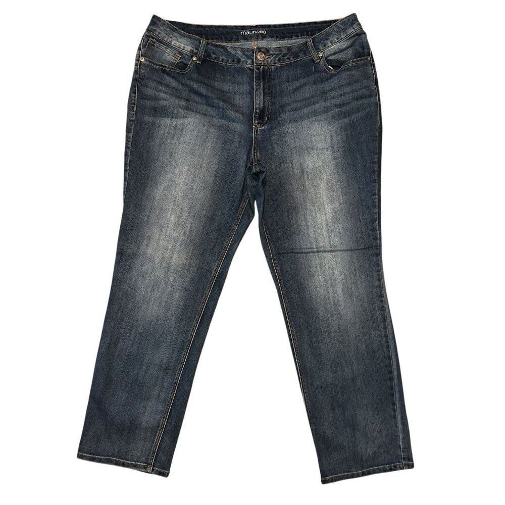 Maurices Plus Size Straight Leg Jeans Womens 20W 31 Medium Wash Pockets Logo - Picture 2 of 8